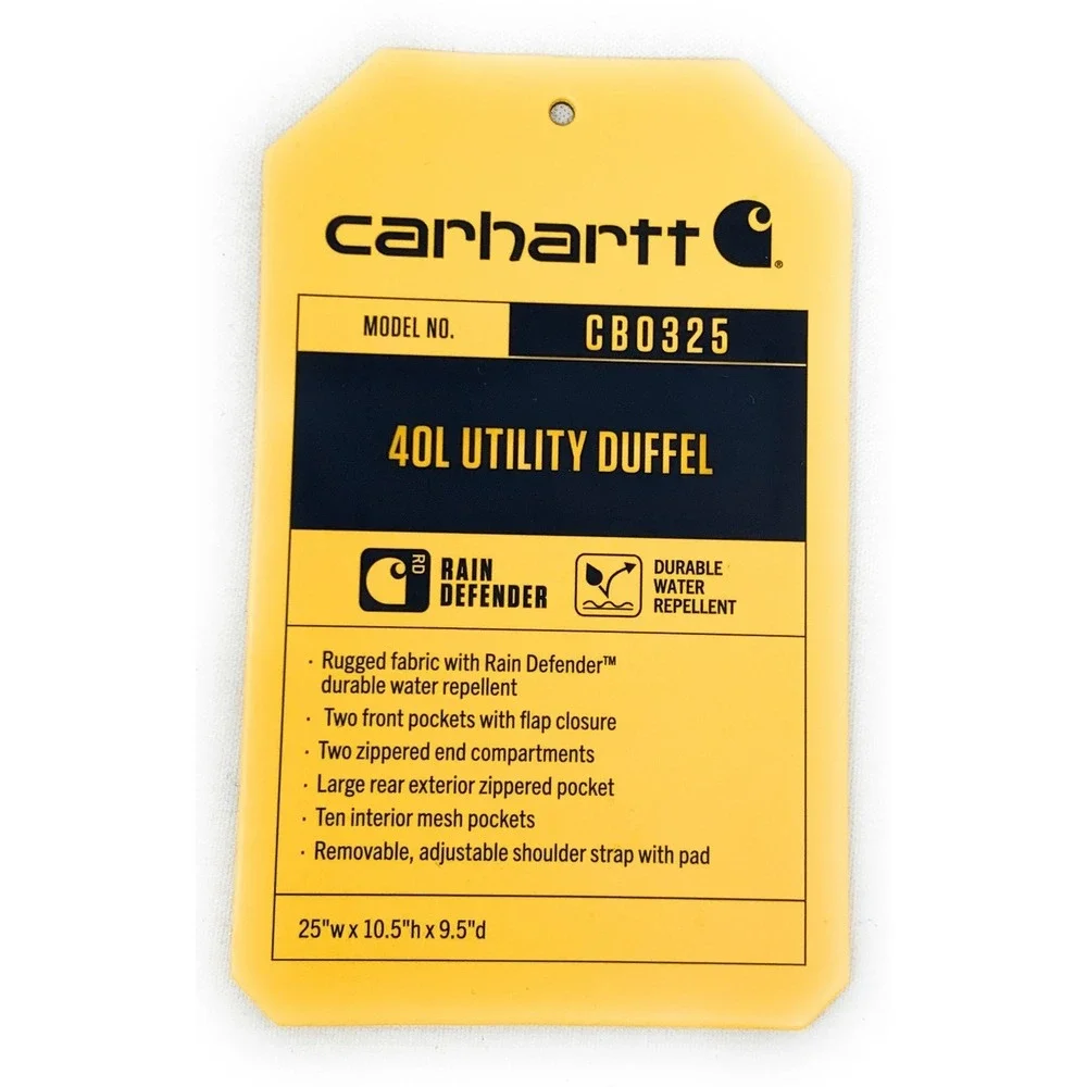 Carhartt Utility Duffel 40L Heavy-Duty Gear Bag BB0325 Rain Defender Black